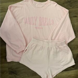 Daily Drills Monochrome Pink Sweatshirt and Shorts Set